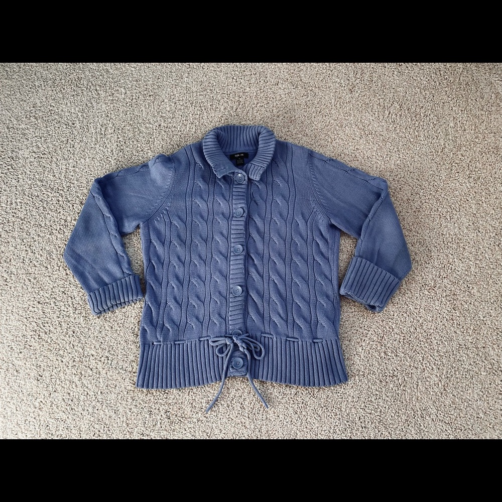 Periwinkle Blue Cable Cardigan w/Drawstring Waist